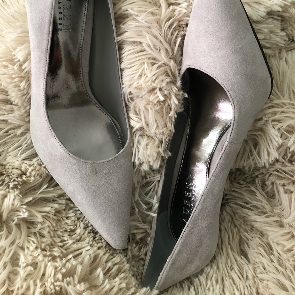 Ralph Lauren Women's Suede Heels in Soft Gray